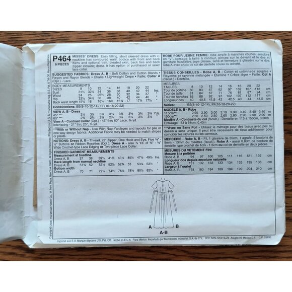 McCalls P464 130th Anniversary Sewing Pattern Vintage Misses Dresses Size 16-22 - Picture 4 of 4